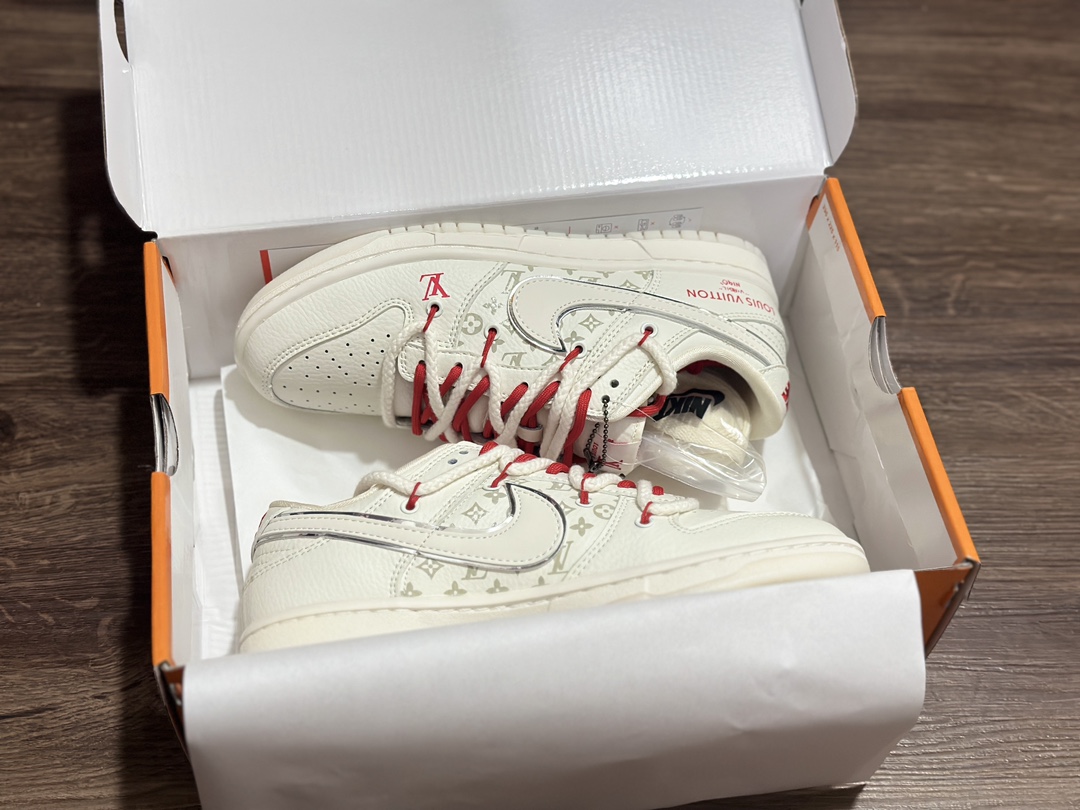 NIKE SB Dunk Low white and red straps LV joint low-top casual sports shoes SJ2068-262