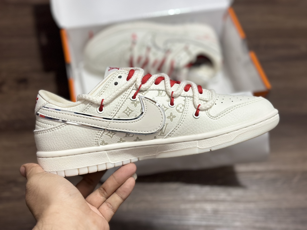 NIKE SB Dunk Low white and red straps LV joint low-top casual sports shoes SJ2068-262