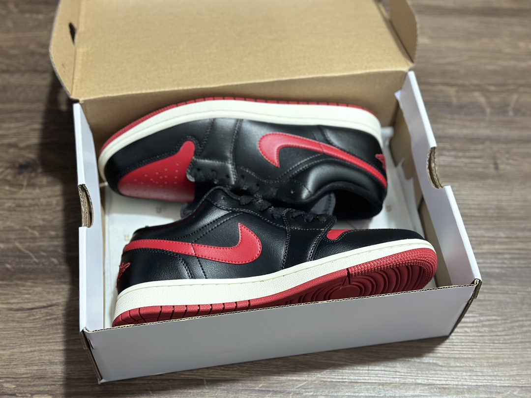 Air Jordan 1 Bred Sail AJ1 Low Joe 1 low-top black and red basketball shoes PG DC0774-061