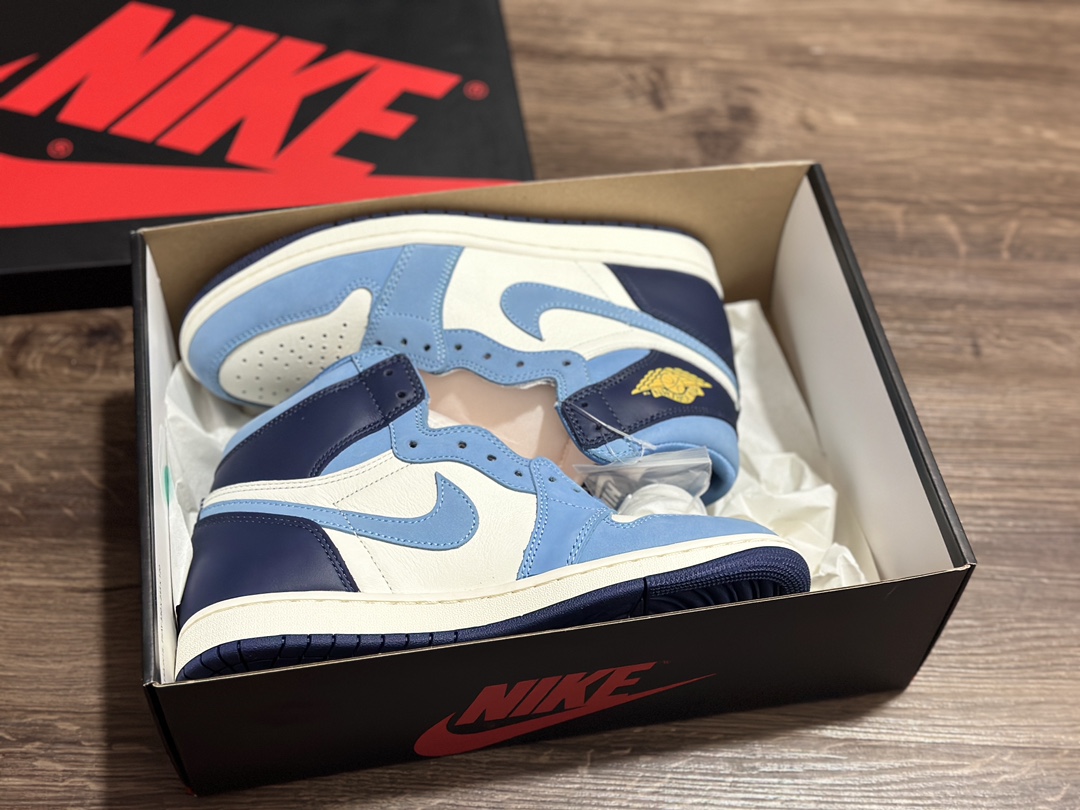 Air Jordan 1 AJ1 high white blue and yellow high-top basketball shoes PG FD2596-400