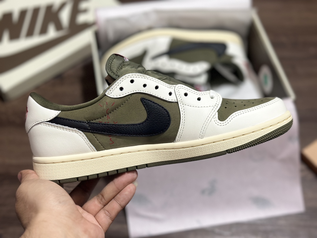 360 Air Jordan 1 Low AJ1 白黑绿倒钩10.0低帮休闲板鞋 DM7866-200