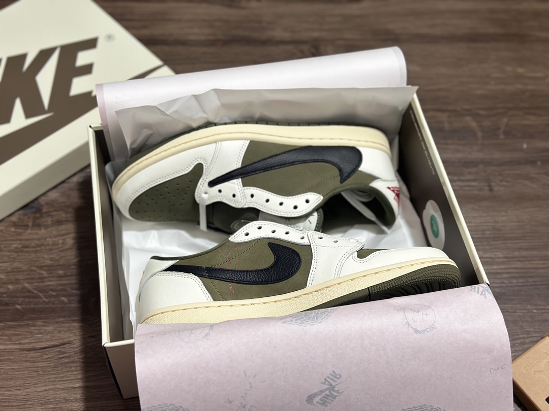 360 Air Jordan 1 Low AJ1 白黑绿倒钩10.0低帮休闲板鞋 DM7866-200