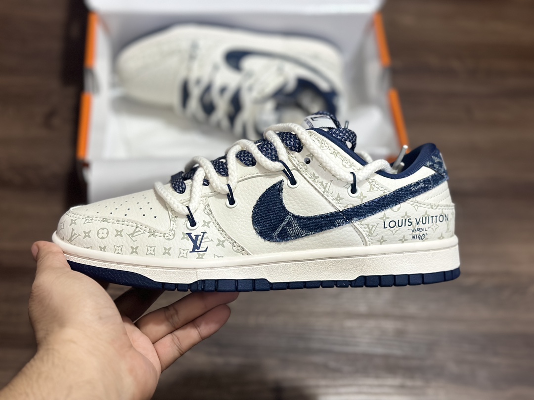 280 NIKE SB Dunk Low 绑带 LV 白蓝低帮休闲运动鞋  SJ2068-249