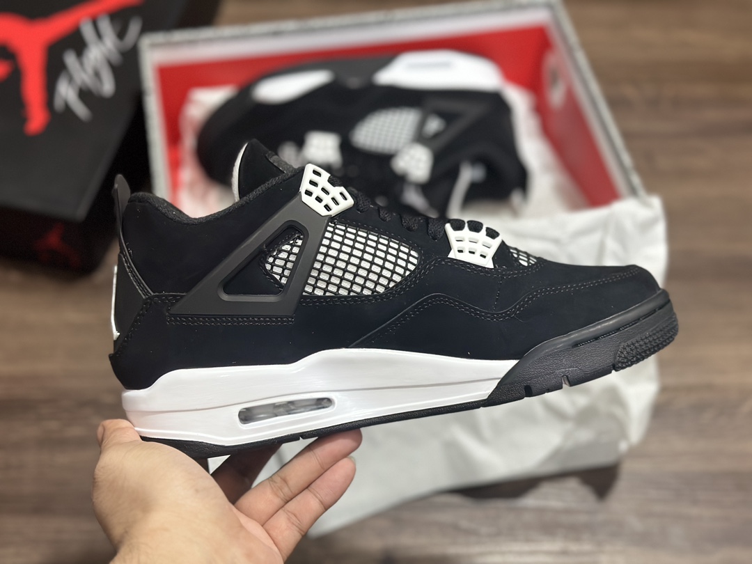 350 Air Jordan 4 aj4 乔4 黑麂皮 男子篮球鞋 FQ8138-001