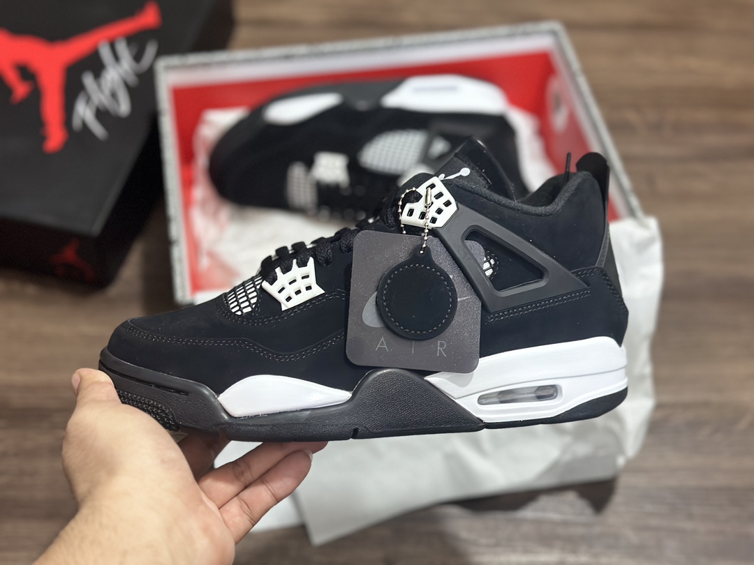 350 Air Jordan 4 aj4 乔4 黑麂皮 男子篮球鞋 FQ8138-001