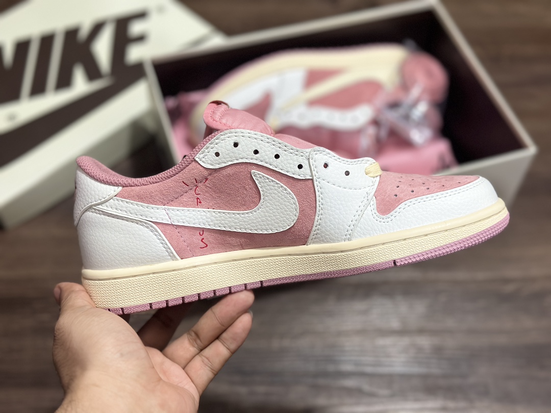 220 Air Jordan 1 Low AJ1 倒钩粉白 低帮休闲板鞋 DM7866-600