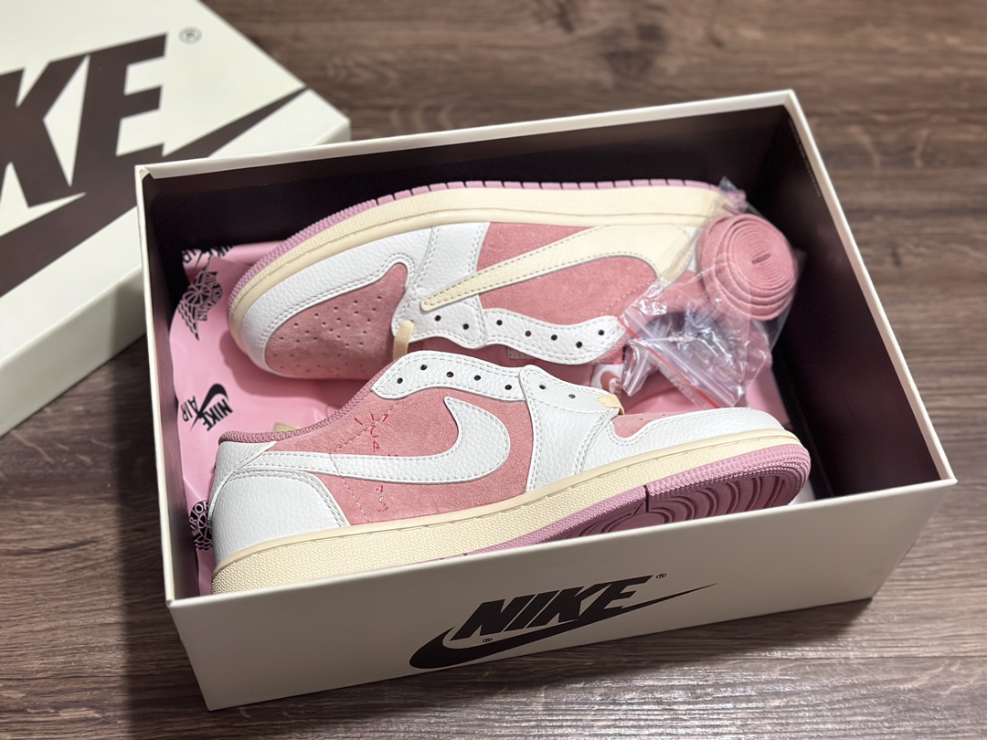 220 Air Jordan 1 Low AJ1 倒钩粉白 低帮休闲板鞋 DM7866-600