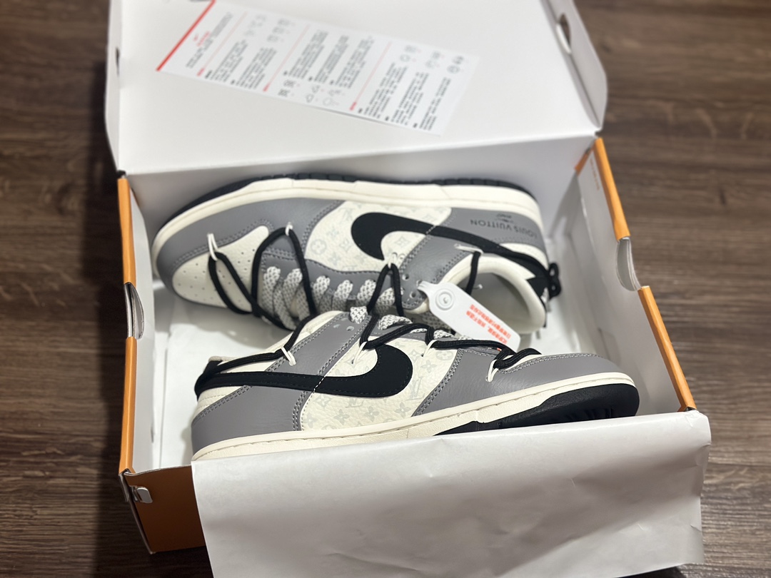 280 NIKE SB Dunk Low 白灰绑带 LV联名低帮休闲运动鞋  JJ5688-104
