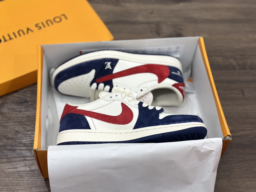 Air Jordan 1 Low LV联名 白蓝红倒钩 乔1低帮篮球鞋  YQ2088-270