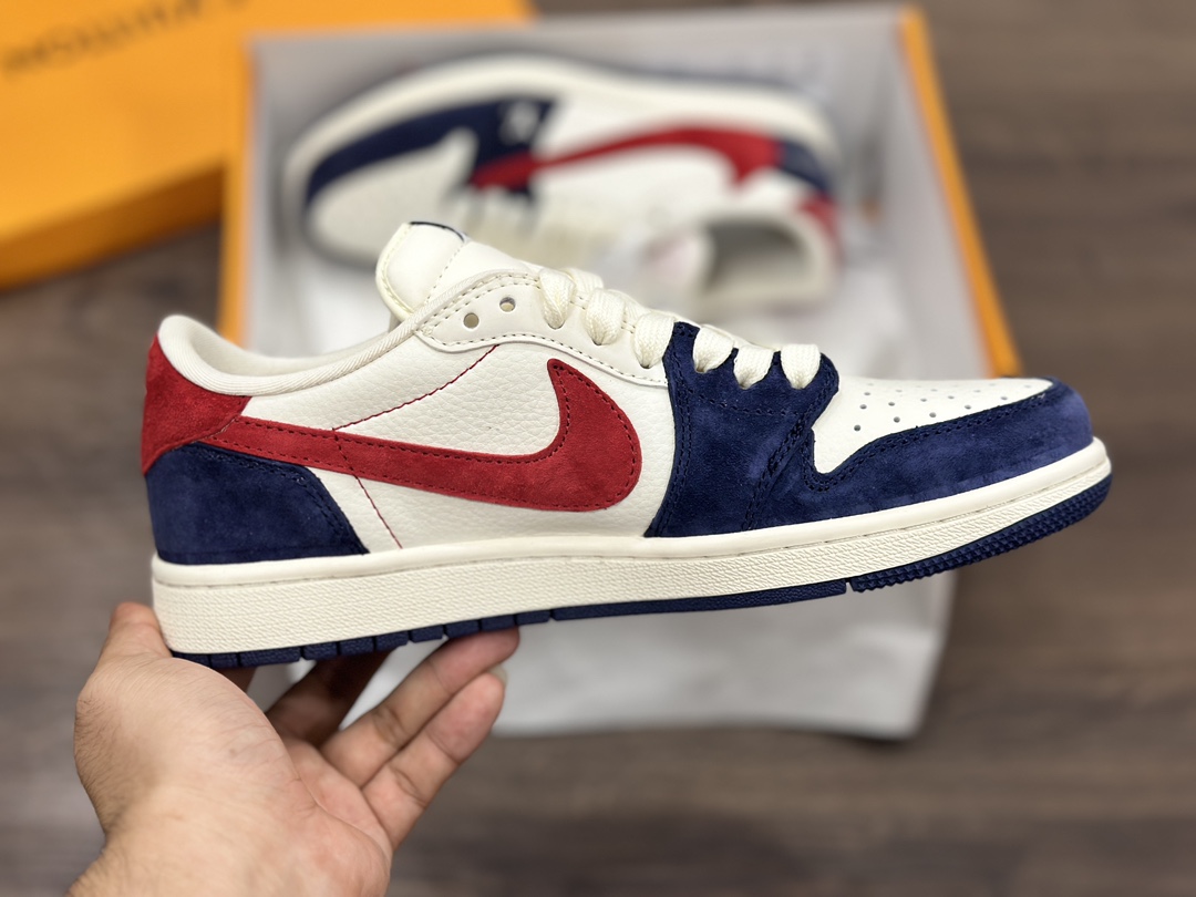 Air Jordan 1 Low LV联名 白蓝红倒钩 乔1低帮篮球鞋  YQ2088-270