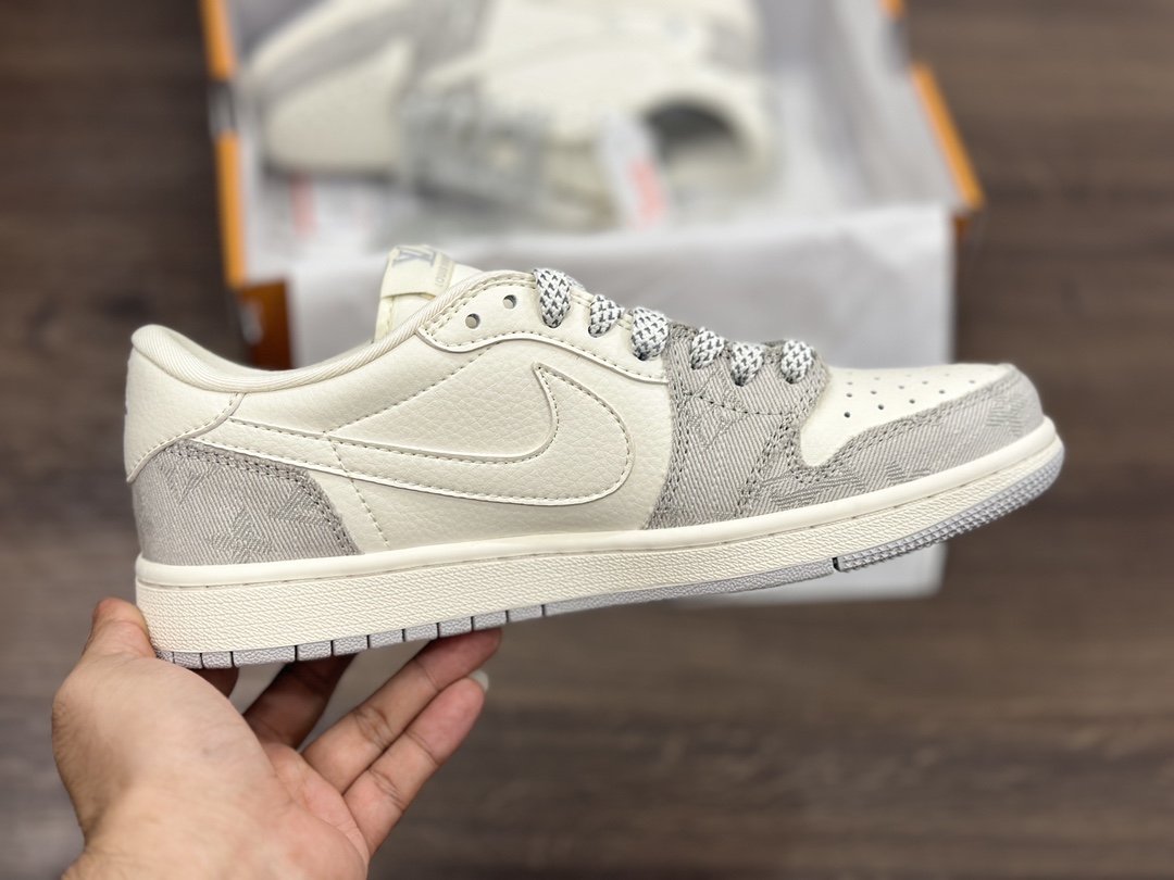 Air Jordan 1 Low LV联名 白灰倒钩 乔1低帮篮球鞋  LJ5188-004