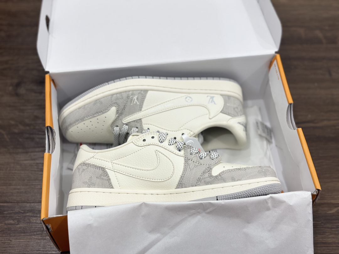 Air Jordan 1 Low LV联名 白灰倒钩 乔1低帮篮球鞋  LJ5188-004