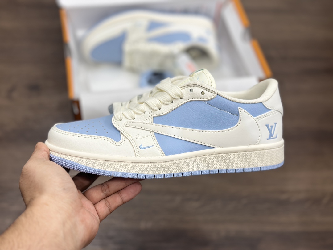 Air Jordan 1 Low LV联名 白蓝倒钩 乔1低帮篮球鞋  BB6588-103