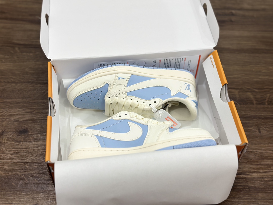 Air Jordan 1 Low LV联名 白蓝倒钩 乔1低帮篮球鞋  BB6588-103