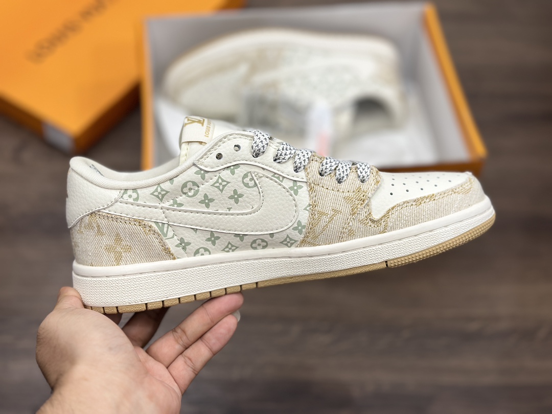 Air Jordan 1 Low LV联名 牛仔黄倒钩 乔1低帮篮球鞋  SJ2068-009