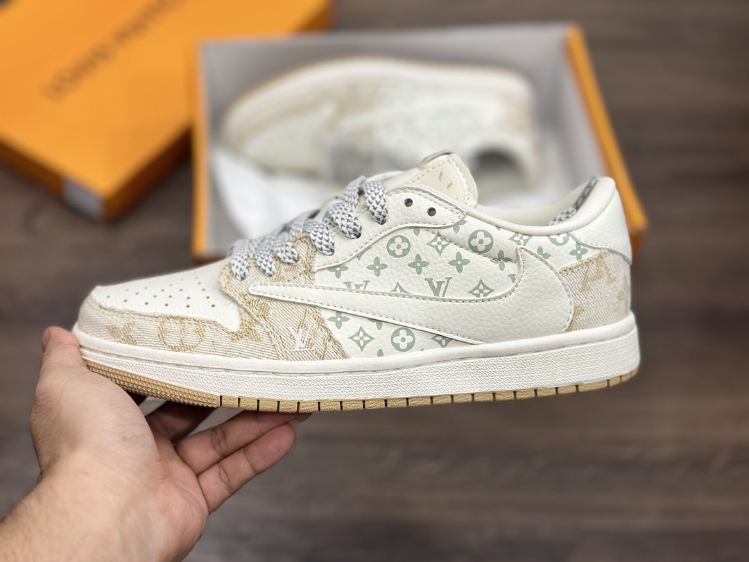 Air Jordan 1 Low LV联名 牛仔黄倒钩 乔1低帮篮球鞋  SJ2068-009