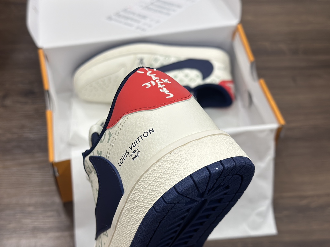 Air Jordan 1 Low LV联名 米黄蓝倒钩 乔1低帮篮球鞋  LJ5188-002