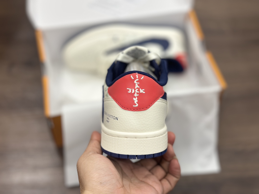 Air Jordan 1 Low LV联名 米黄蓝倒钩 乔1低帮篮球鞋  LJ5188-002