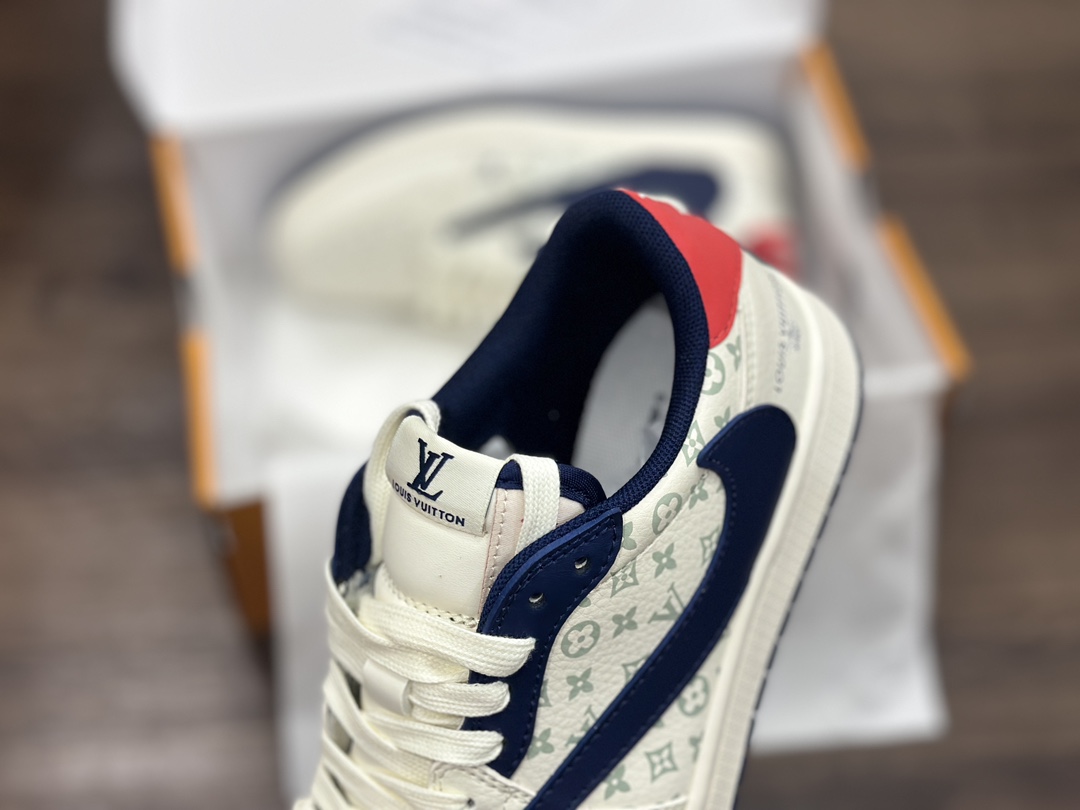 Air Jordan 1 Low LV联名 米黄蓝倒钩 乔1低帮篮球鞋  LJ5188-002