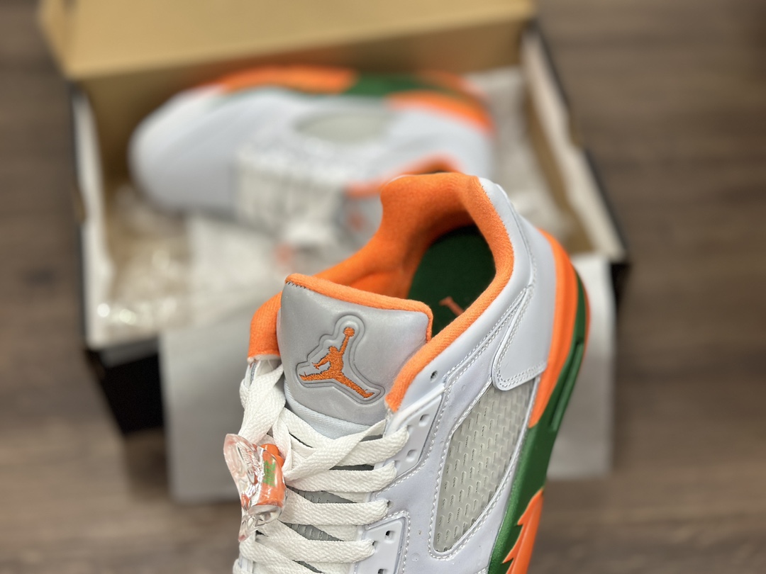 Nike Air Jordan Retro 5 Low”Miami Hurricanes”乔丹AJ5代低帮篮球鞋“浅灰橙绿迈阿密飓风队” FQ1293-018