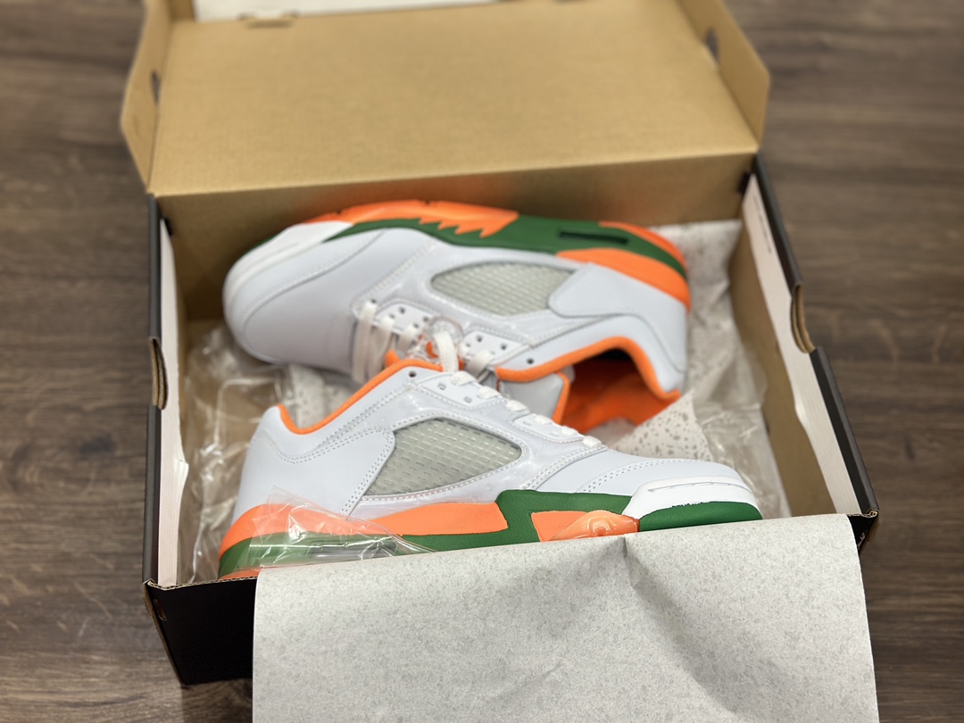 Nike Air Jordan Retro 5 Low”Miami Hurricanes”乔丹AJ5代低帮篮球鞋“浅灰橙绿迈阿密飓风队” FQ1293-018