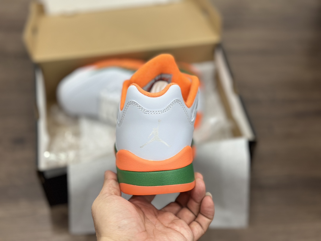 Nike Air Jordan Retro 5 Low”Miami Hurricanes”乔丹AJ5代低帮篮球鞋“浅灰橙绿迈阿密飓风队” FQ1293-018