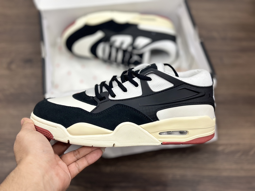 Air Jordan AJ4 RM 重制版低帮复古篮球鞋 黑白 FQ7939-100