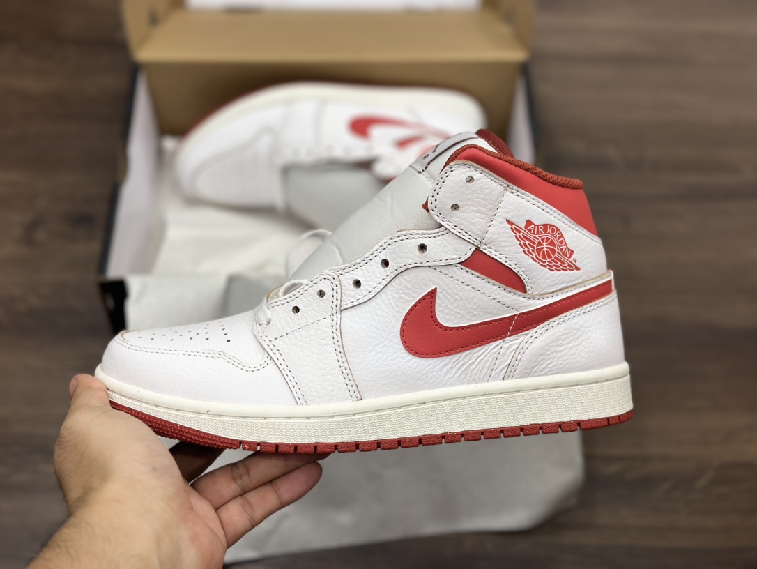 Air Jordan 1 mid AJ1 白红乔1 中帮休闲板鞋 FJ3458-160