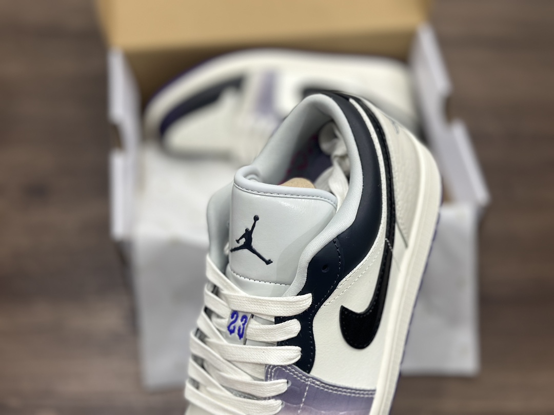 Nike Air Jordan 1 Low 白黑紫倒钩乔1低帮篮球鞋 HF5759-101