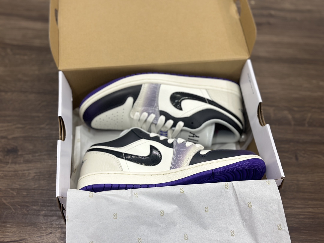 Nike Air Jordan 1 Low 白黑紫倒钩乔1低帮篮球鞋 HF5759-101