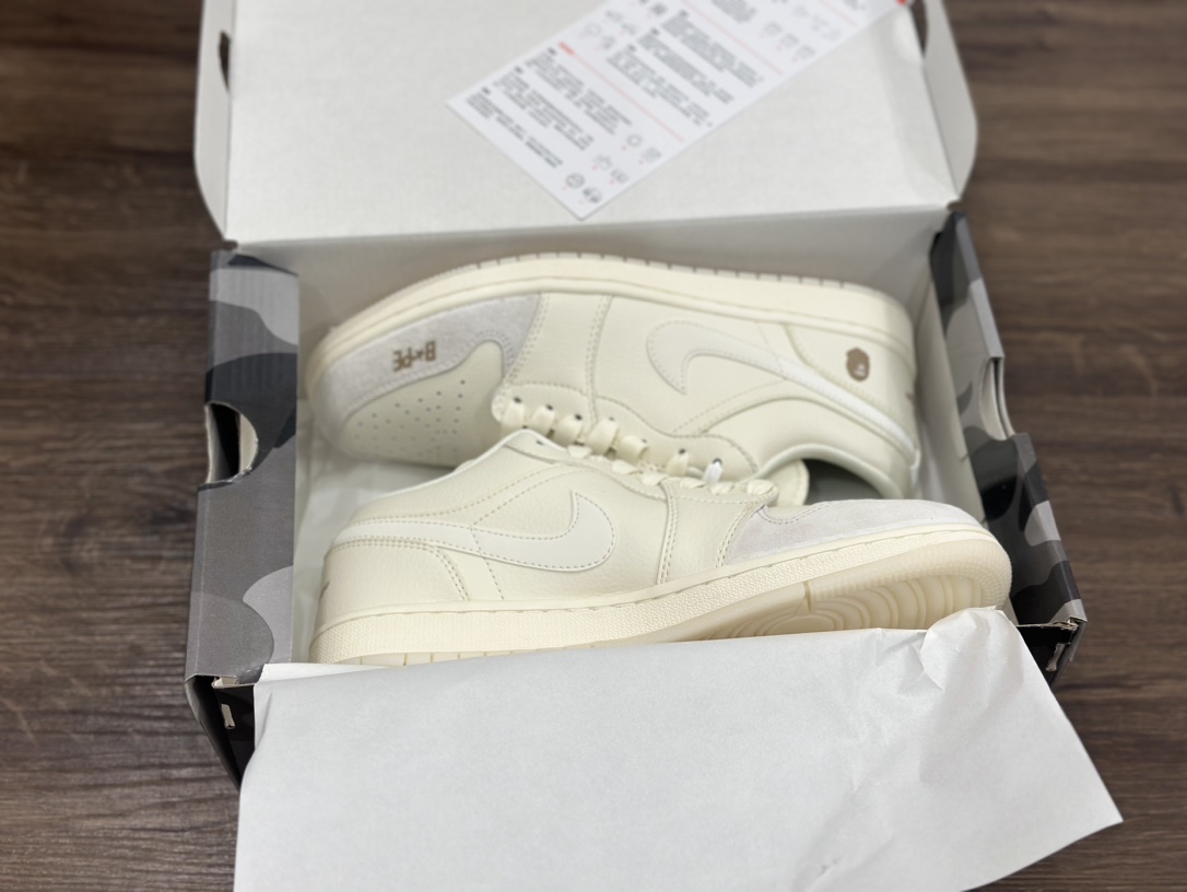 Nike Air Jordan 1 Low 米白灰 pape乔1低帮篮球鞋 LZ6688-002