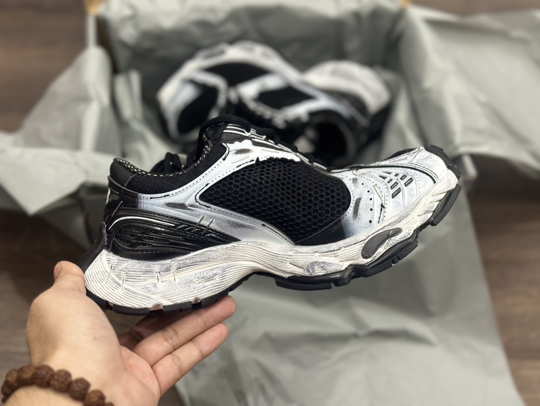 BALENCIAGA Stapler Sneakers 巴黎世家订书机鞋网布系带低帮走秀复古老爹鞋