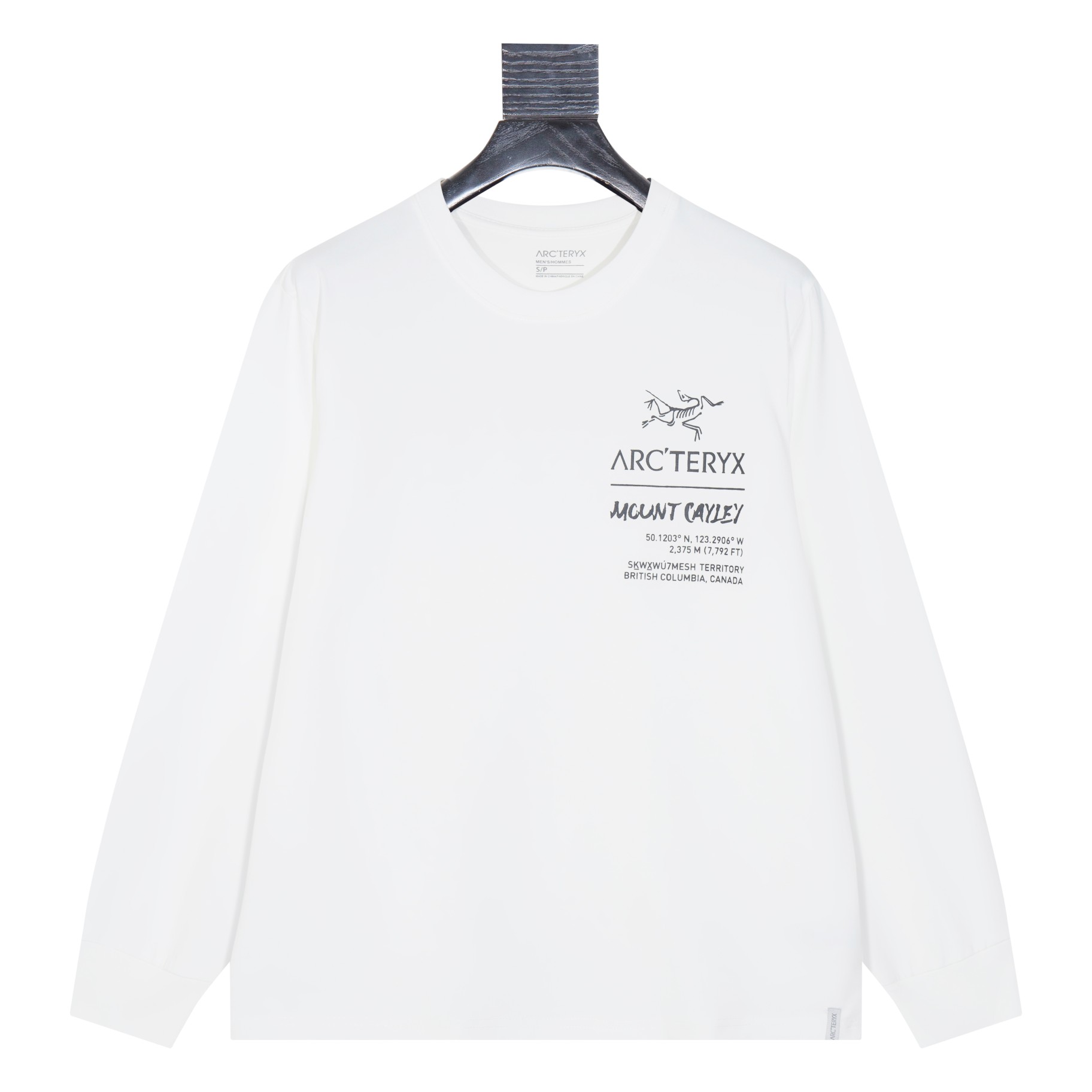 Versión alta, tejido de doble hilo de 270 g, serie Arcteryx Cormac Logo LS Camiseta de manga larga con cuello redondo d…