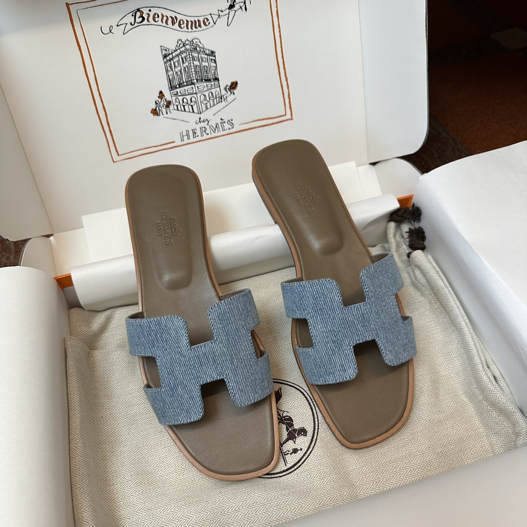 Hermes Shoes Slippers Calfskin Cowhide Genuine Leather Sheepskin