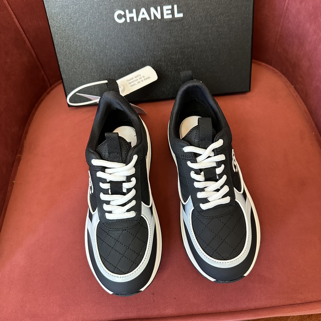 Chanel Online
 Shoes Sneakers Lychee Pattern Cowhide Sheepskin TPU Spring Collection Fashion Sweatpants