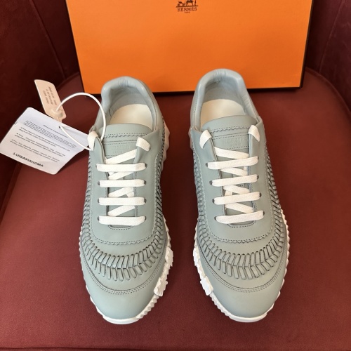 Hermes Bouncing Leather Sneakers Herringbone Braided Calfskin Light Blue 1 Hermes Bouncing Leather Sneakers Herringbone Braided Calfskin Light Blue