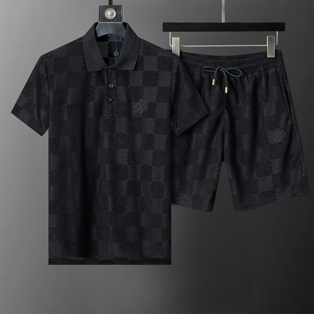 P135 6632# 2026 Primavera y verano nuevo traje casual de pantalones cortos de manga corta con solapa para hombres, teji…