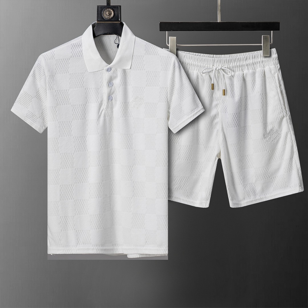 P135 6632# 2026 Primavera y verano nuevo traje casual de pantalones cortos de manga corta con solapa para hombres, teji…