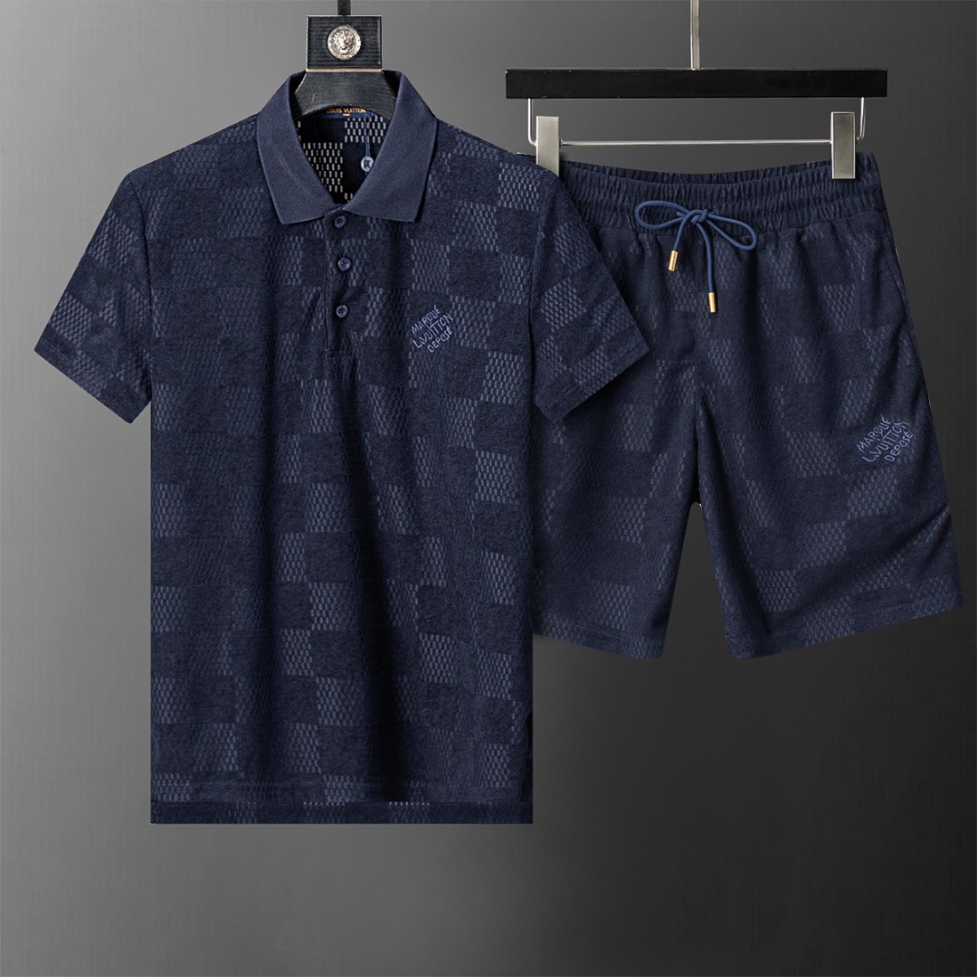 P135 6632# 2026 Primavera y verano nuevo traje casual de pantalones cortos de manga corta con solapa para hombres, teji…