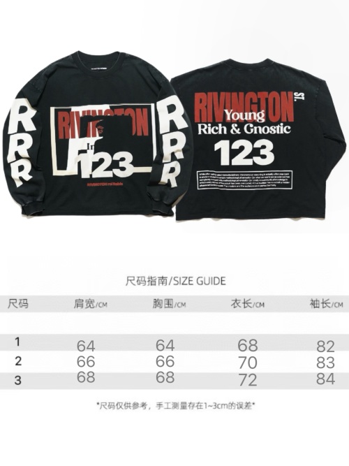 Rivington St Garden Long Sleeve T-Shirt - Vintage Black Cotton Tee 1 Rivington St Garden Long Sleeve T-Shirt - Vintage Black Cotton Tee