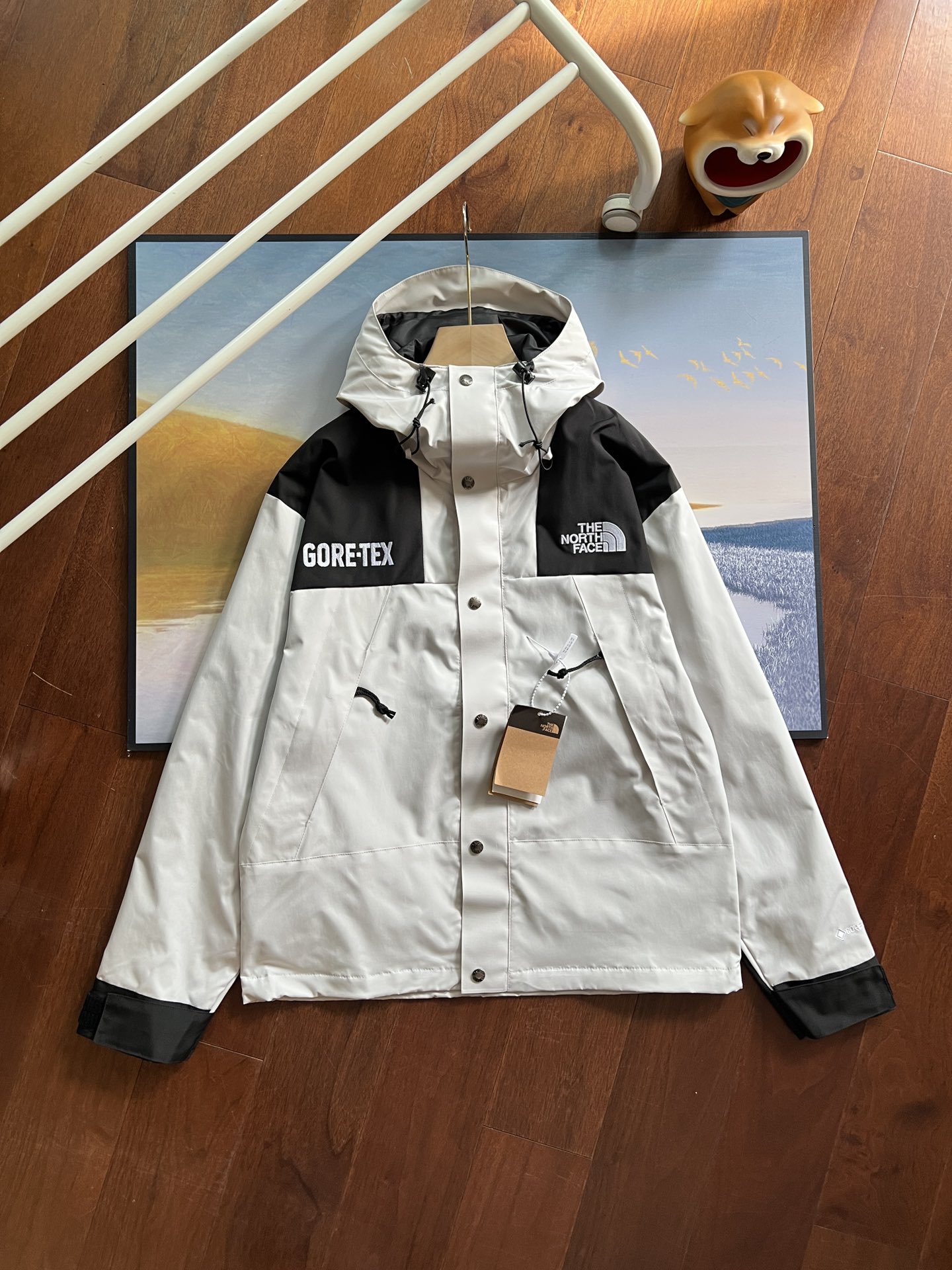 The North Face Clothing Coats & Jackets Windbreaker Black Grey White Unisex Fabric