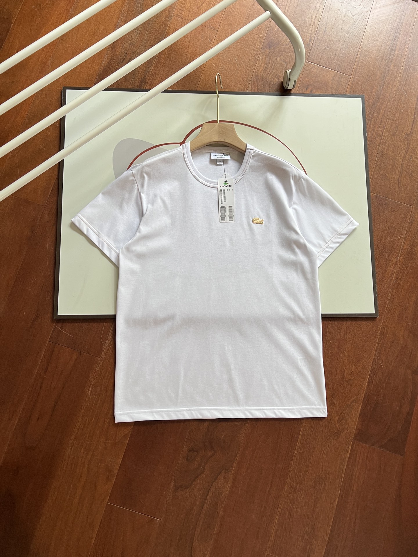 LACOSTE Kleding T-Shirt Zwart Wit Katoen Zomercollectie Fashion Korte mouw