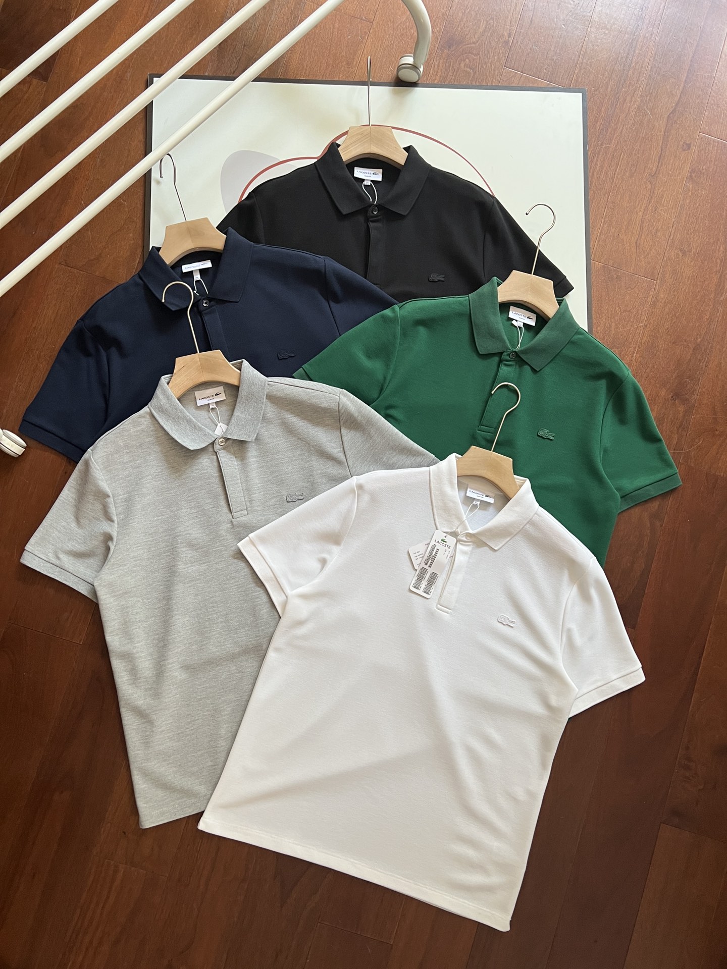 LACOSTE Kleding Polo Zwart Donkergroen Groen Grijs Wit Mannen Casual