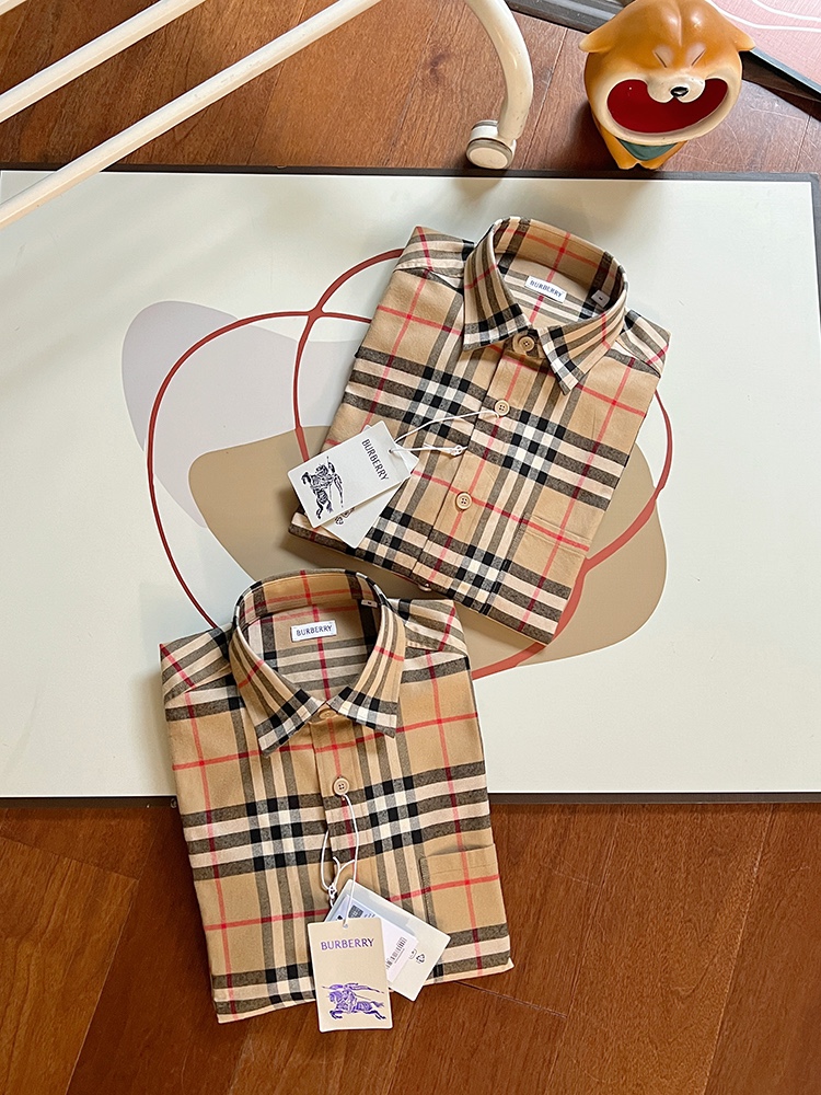 Burberry Kleding Overhemden Bruin Kasjmier Katoen Flanel