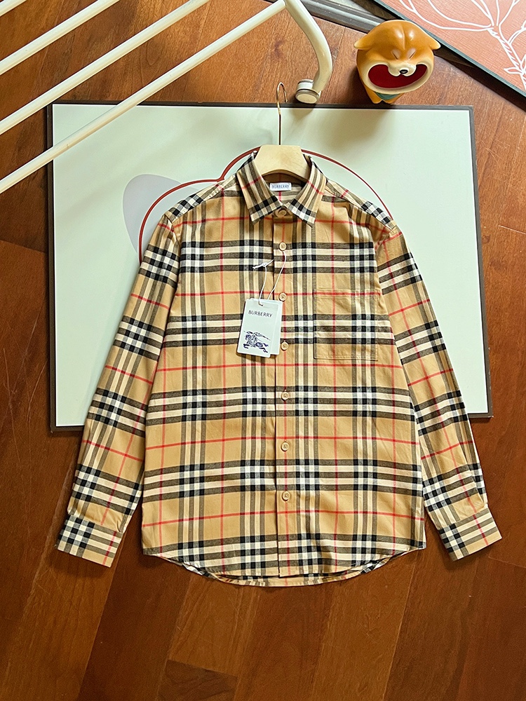 Burberry Kleding Overhemden Bruin Kasjmier Katoen Flanel