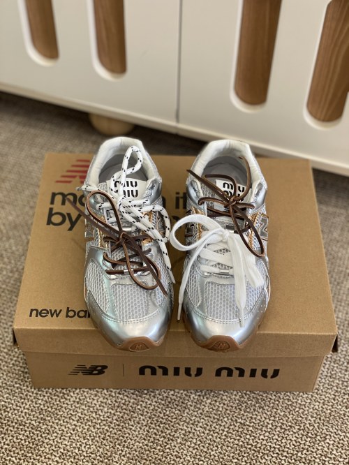 Miu Miu X New Balance 530 Series Sneakers - Silver, Mesh, and Leather 1 Miu Miu X New Balance 530 Series Sneakers - Silver, Mesh, and Leather