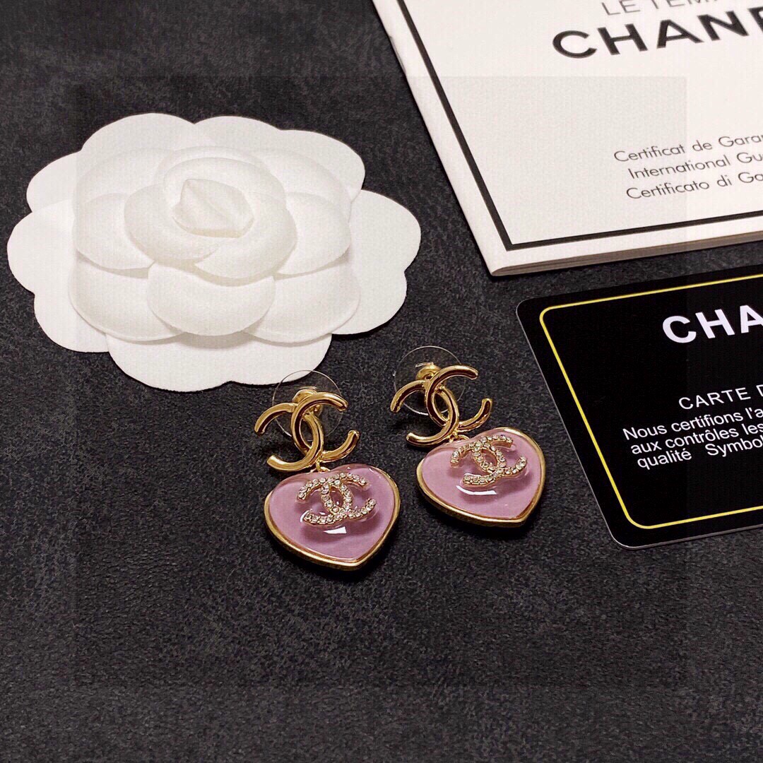 Chanel Jewelry Earring Purple Yellow Brass Fashion