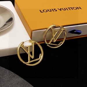 Louis Vuitton Jewelry Earring Yellow CNC Process Brass Spring Collection Vintage