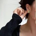 Top Grade Chanel Jewelry Earring Green Yellow Brass Fashion