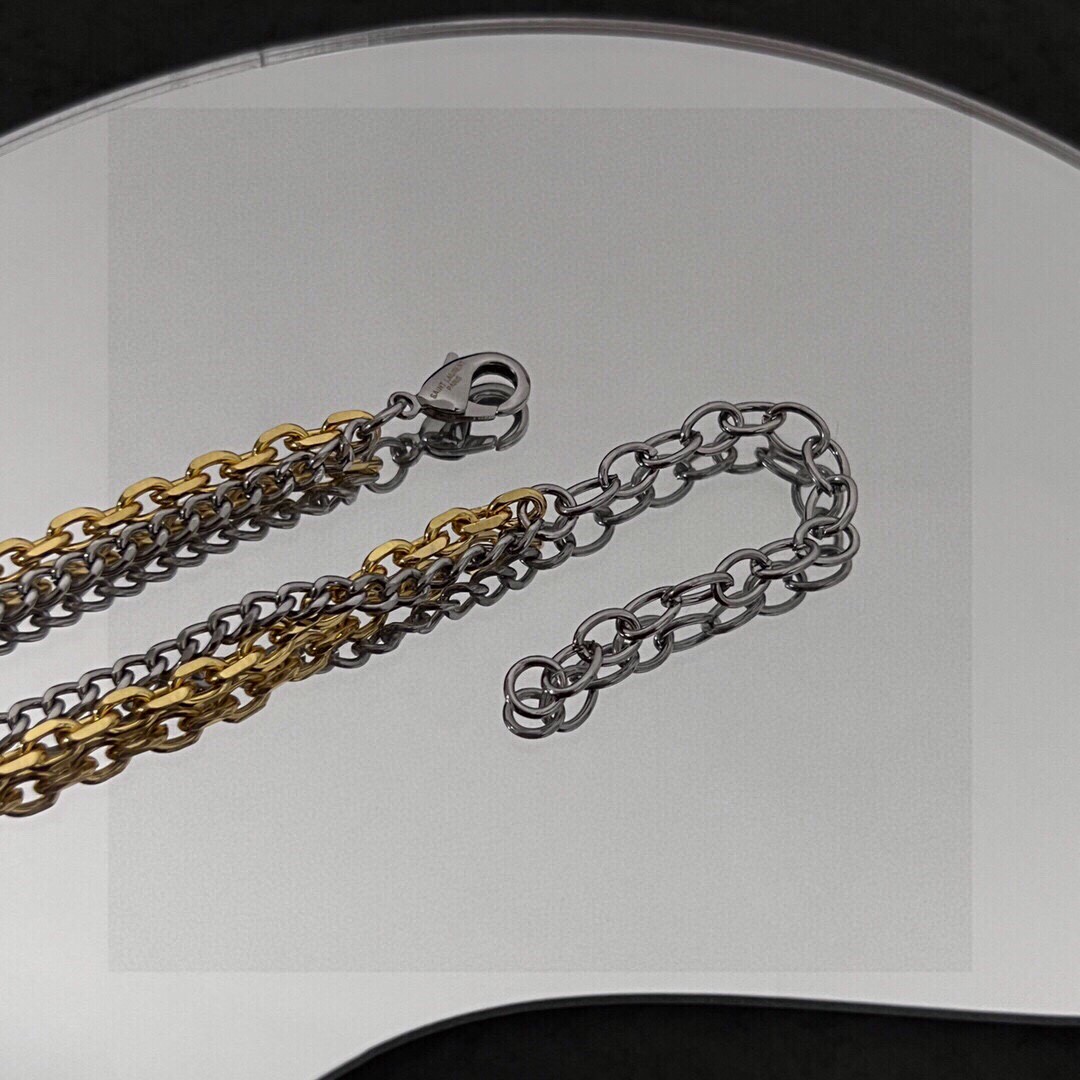 圣罗兰YSL字母项链原装黄铜材质优雅抽象大胆潮人必备款.